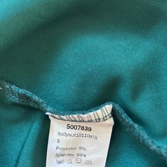 Women's Square Neckline Bodysuit  - Forest Green - Medium - Picture 6 of 6